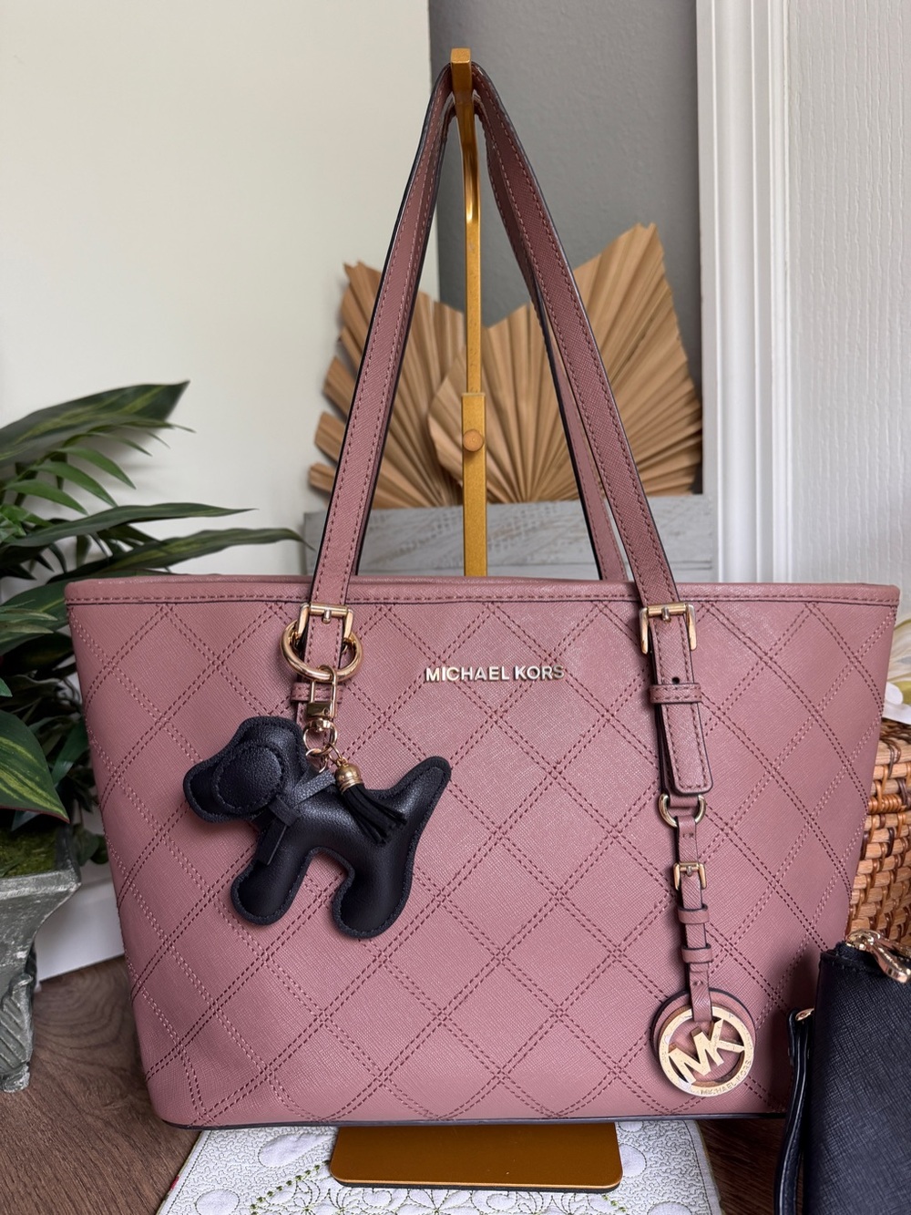 Michael Kors Jet Set Travel Dusty Rose Leather Shoulder Bag & Wallet Bundle - Picture 2 of 16